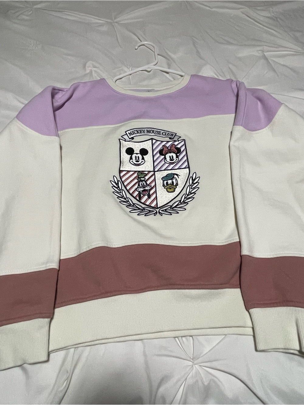 Disney Mickey Mouse Club Colorblock Crewneck Sweater - Lavender & Cream